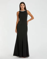 Black Embellished Neck Trumpet Gown